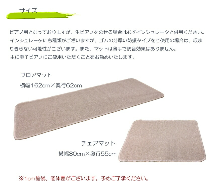 電子ピアノ用 マット 椅子マット付き  フロアマット＆チェアマット セットの画像