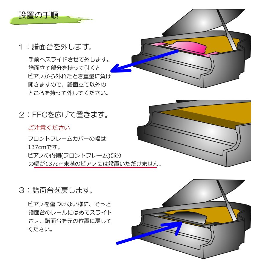 グランドピアノ フロントフレームカバー ブラック イトマサ FFC-BKの画像