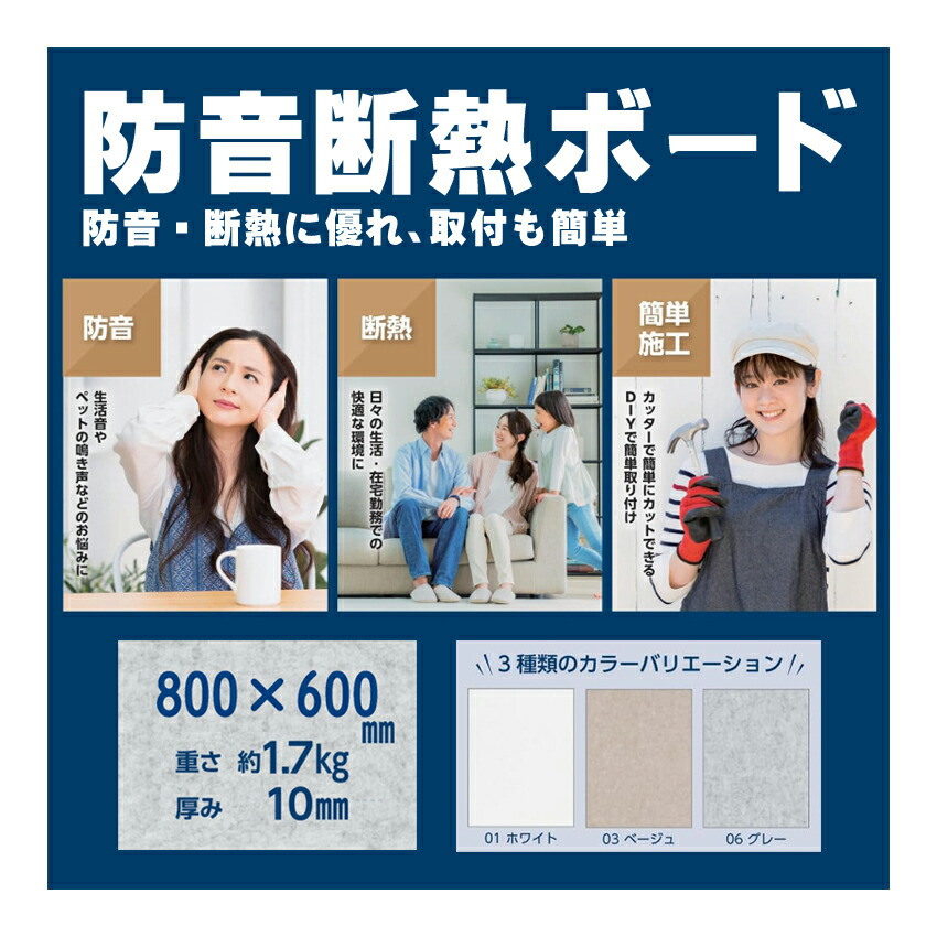 【簡単取付】 防音パネル 断熱ボード 吸音シート 壁用 DIYリフォームに最適 60×80cmの画像