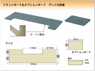 ピアノ用 床補強ボード＆補助台用ボード：吉澤 フラットボード・オプションボード付 FB-OP グレイ■メーカー直送品の画像