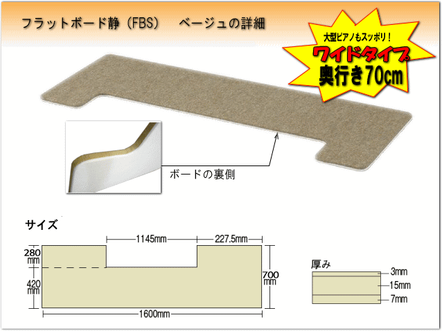 【ワイドタイプ】ピアノ用 防音＆断熱タイプ 床補強ボード：フラットボード静 ベージュ■メーカー直送品の画像