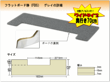【ワイドタイプ】ピアノ用 防音＆断熱タイプ 床補強ボード：フラットボード静 グレイ■メーカー直送品の画像