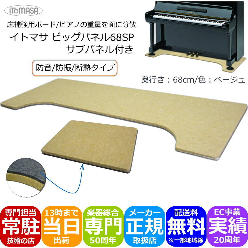 イトマサ ビッグパネル 断熱・防音タイプ ベージュ サブパネル付き アップライトピアノ用の画像