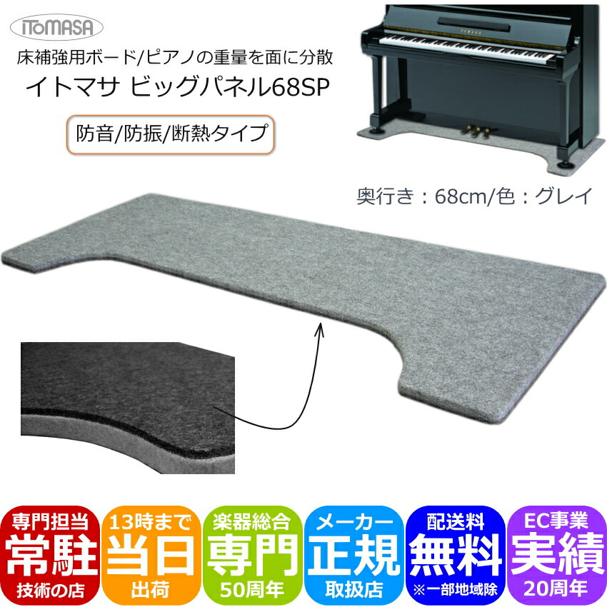 ピアノ用 床補強ボード ビッグパネル 断熱・防音タイプ グレイ アップライトピアノ用の画像