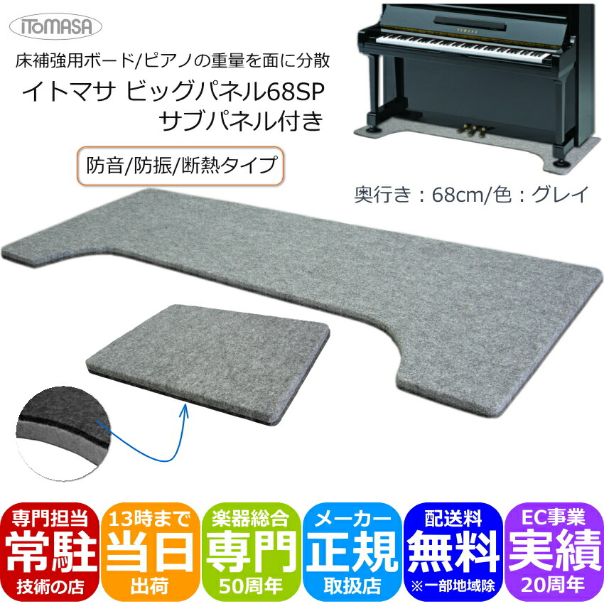 イトマサ ビッグパネル 断熱・防音タイプ グレイ サブパネル付き アップライトピアノ用の画像