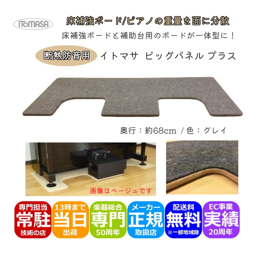イトマサ ビッグパネルプラス 断熱 グレー ピアノの重量を面に分散 ピアノボード 耐熱 防振 ピアノ防音グッズ ITOMASA 補助台併用可の画像