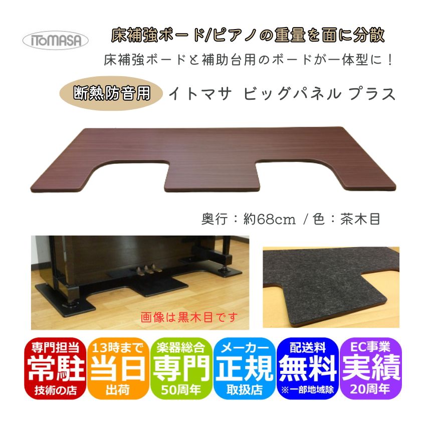 イトマサ ビッグパネルプラス 断熱 茶木目 ピアノの重量を面に分散 ピアノボード 耐熱 防振 ピアノ防音グッズ ITOMASA 補助台併用可の画像