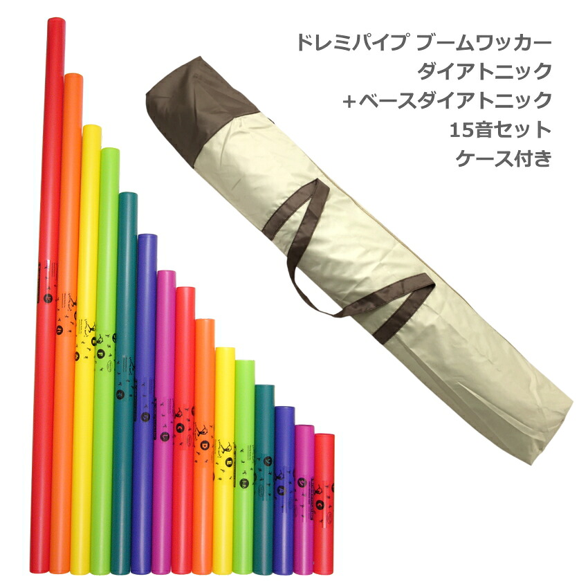 ケース付き ドレミパイプ ブームワッカー 15音セット ダイアトニック BWDW ベースダイアトニック BWJW リズムあそび リトミックの画像
