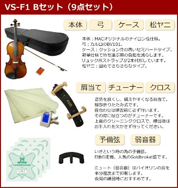 初心者向け バイオリン 調整後出荷 VS-1 1/10サイズ 9点セット 分数サイズ カルロジョルダーノの画像