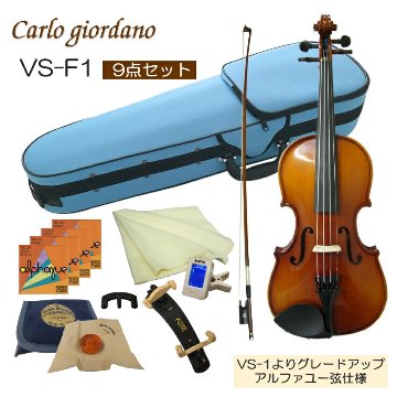 初心者向け バイオリン みずいろケース 調整後出荷 VS-F1 1/10サイズ 9点セット 分数サイズ カルロジョルダーノの画像