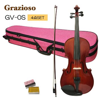 Grazioso 初心者向け バイオリン ピンクケース 調整後出荷  GV-0S 1/10サイズ 4点セット 分数サイズ グラッツィオーゾの画像