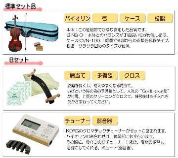 Grazioso 初心者向け バイオリン ブルーケース 調整後出荷  GV-0S 1/8サイズ 9点セット 分数サイズ グラッツィオーゾの画像