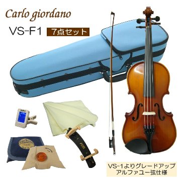 初心者向け バイオリン みずいろケース 調整後出荷 VS-F1 1/4サイズ 7点セット 分数サイズ カルロジョルダーノの画像