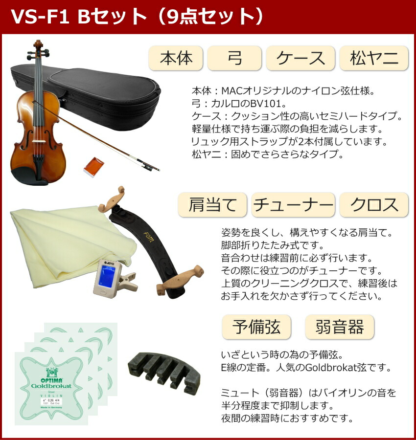 初心者向け バイオリン 調整後出荷 VS-1 1/2サイズ 9点セット 分数サイズ カルロジョルダーノの画像
