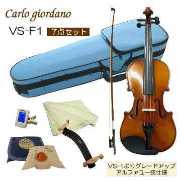 初心者向け バイオリン みずいろケース 調整後出荷 VS-F1 1/2サイズ 7点セット 分数サイズ カルロジョルダーノの画像