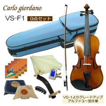 初心者向け バイオリン みずいろケース 調整後出荷 VS-F1 1/2サイズ 9点セット 分数サイズ カルロジョルダーノの画像