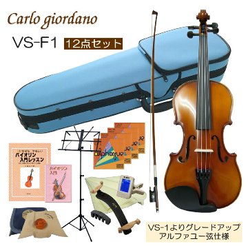 初心者向け バイオリン みずいろケース 調整後出荷 VS-F1 1/2サイズ 12点セット 分数サイズ カルロジョルダーノの画像