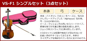 初心者向け バイオリン ぴんくケース 調整後出荷 VS-F1 1/2サイズ シンプルセット 3点セット 分数サイズ カルロジョルダーノの画像