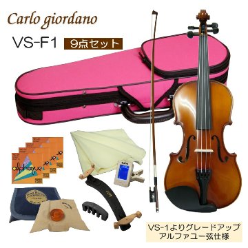 初心者向け バイオリン ぴんくケース 調整後出荷 VS-F1 1/2サイズ 9点セット 分数サイズ カルロジョルダーノの画像
