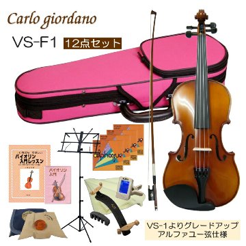 初心者向け バイオリン ぴんくケース 調整後出荷 VS-F1 1/2サイズ 12点セット 分数サイズ カルロジョルダーノの画像