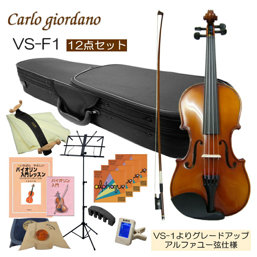 初心者向け バイオリン 調整後出荷 VS-F1 3/4サイズ 12点セット 分数サイズ カルロジョルダーノの画像
