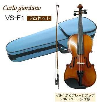 初心者向け バイオリン みずいろケース 調整後出荷 VS-F1 3/4サイズ シンプルセット 3点セット 分数サイズ カルロジョルダーノの画像