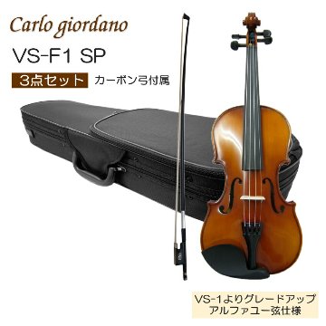 初心者向け バイオリン 調整後出荷 VS-F1 4/4サイズ カーボン弓付属 シンプルセット 3点セット 大人サイズ カルロジョルダーノの画像