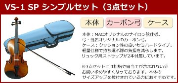 初心者向け バイオリン みずいろケース 調整後出荷 VS-1 4/4サイズ カーボン弓付属 シンプルセット 3点セット 大人サイズ カルロジョルダーノの画像
