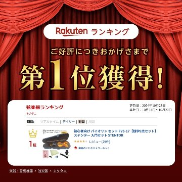 初心者向け バイオリン セット FVS-17【独学9点セット】ステンター 入門セット STENTORの画像