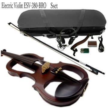 消音効果抜群 エレキバイオリン ESV-380ブラウン【9点セット】試奏検品＆調整後出荷 カーボン弓付の画像