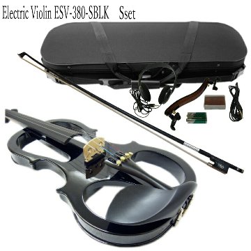 消音効果抜群 エレキバイオリン ESV-380ブラック【9点セット】試奏検品＆調整後出荷 カーボン弓付の画像