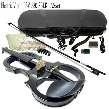 消音効果抜群 エレキバイオリン ESV-380ブラック【11点セット】試奏検品＆調整後出荷 カーボン弓＆ミュート付の画像