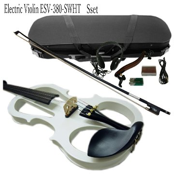 消音効果抜群 エレキバイオリン ESV-380ホワイト【9点セット】試奏検品＆調整後出荷 カーボン弓付の画像