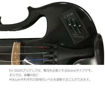 エレキバイオリン EV-202 BKブラック カルロジョルダーノ「カーボン弓付き9点セット」の画像