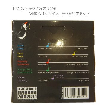 VISION バイオリン弦 VI100 1/2 トマスティック社 ヴィジョン（ビジョン）ナイロン弦 1/2【セット】の画像