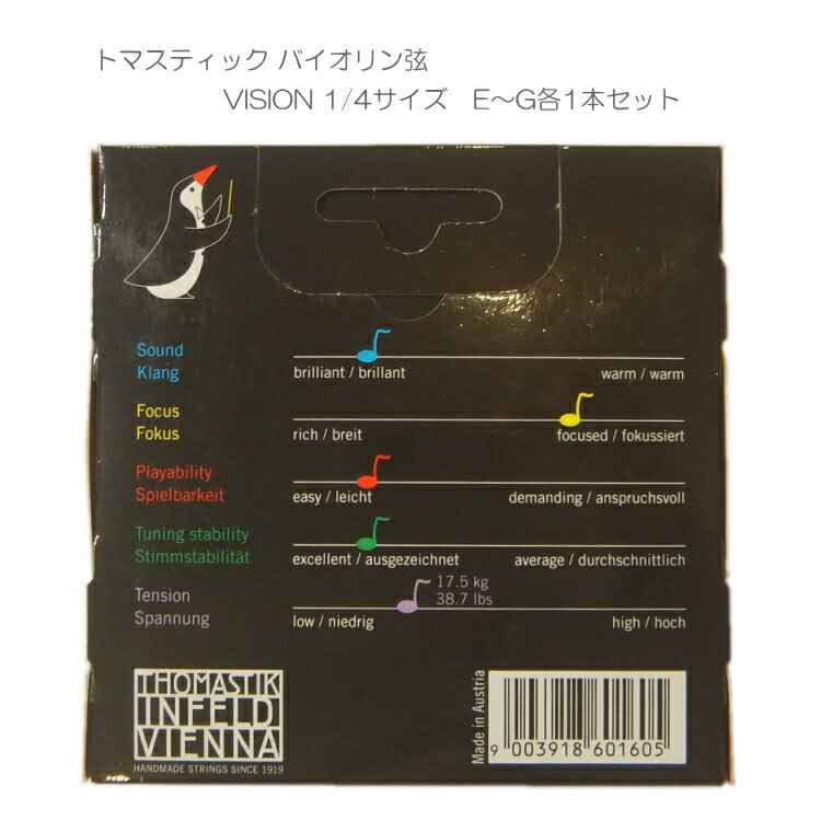 VISION バイオリン弦 VI100 1/4 トマスティック社 ヴィジョン（ビジョン） ナイロン弦 1/4【セット】の画像