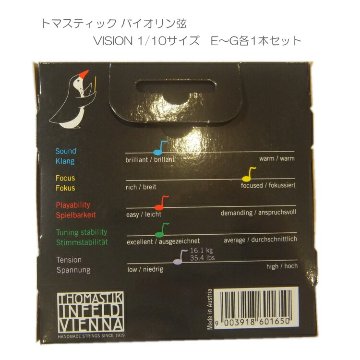 VISION バイオリン弦 VI100 1/10 トマスティック社 ヴィジョン（ビジョン） ナイロン弦 1/10【セット】の画像