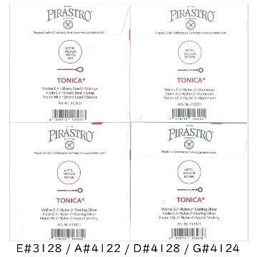 PIRASTRO TONICA 4/4バイオリン弦セット E線スチール ループエンド ピラストロ トニカ ナイロン弦の画像