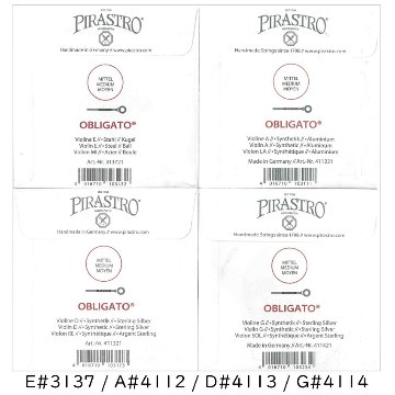 PIRASTRO EADG線セット 3137 4112 4113 4114 バイオリン 弦 OBLIGATO オブリガート ピラストロ ボールエンド シルバー アルミの画像