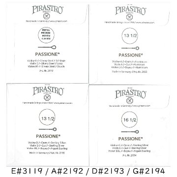 PIRASTRO PASSIONE 4/4バイオリン弦セット E線 ループエンド ピラストロ パッシオーネ ガット弦の画像