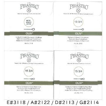 PIRASTRO OLIV 4/4バイオリン弦セット E線3118 ループエンド ピラストロ オリーブ ガット弦の画像