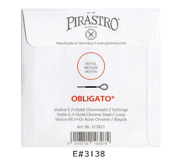 PIRASTRO OBLIGATO バイオリン弦 E線 ループエンド ゴールドスチール 3138 ピラストロ  オブリガートの画像
