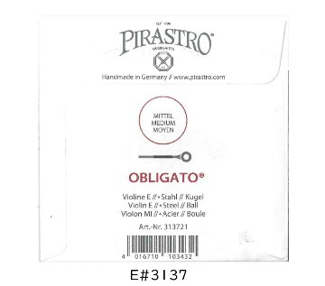 PIRASTRO OBLIGATO バイオリン弦 4/4サイズ E線 ボールエンド 1本 スチール 3137 バラ弦 ピラストロ ナイロン弦■メール便対応 1点までの画像