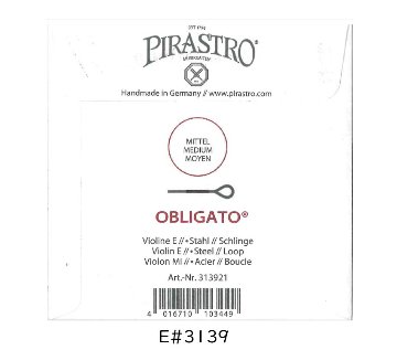 PIRASTRO OBLIGATO バイオリン弦 4/4サイズ E線 ループエンド 1本 スチール 3139 バラ弦 ピラストロ ナイロン弦■メール便対応 1点までの画像