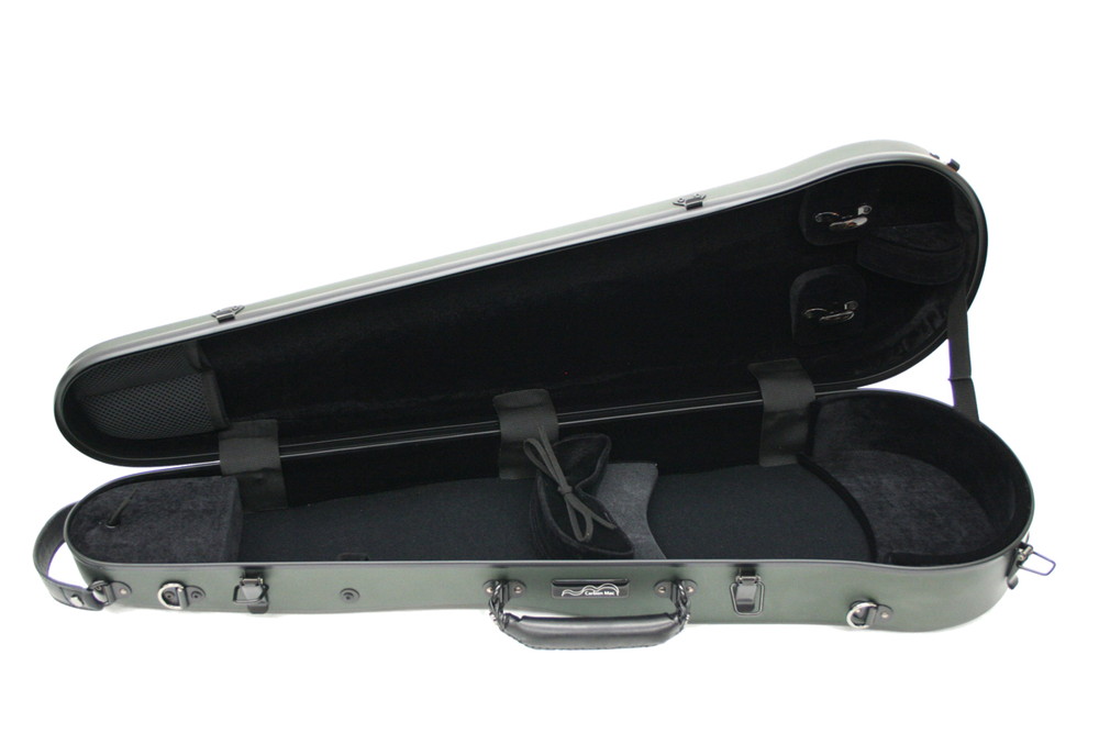 Carbon Mac ( カーボンマック ) カーボンファイバー製 バイオリン ケースCFV-2S【サテンダークグリーン】 CFV2S-GRN【楽譜バッグ/レインコートセット】の画像