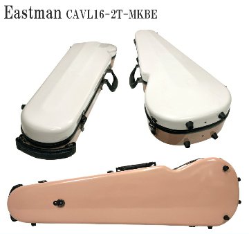 イーストマン バイオリンケース「2トーン：ミルク＆ベージュ」CAVL16/定番 グラスファイバー ハードケース■楽譜バッグ/レインコートセットの画像