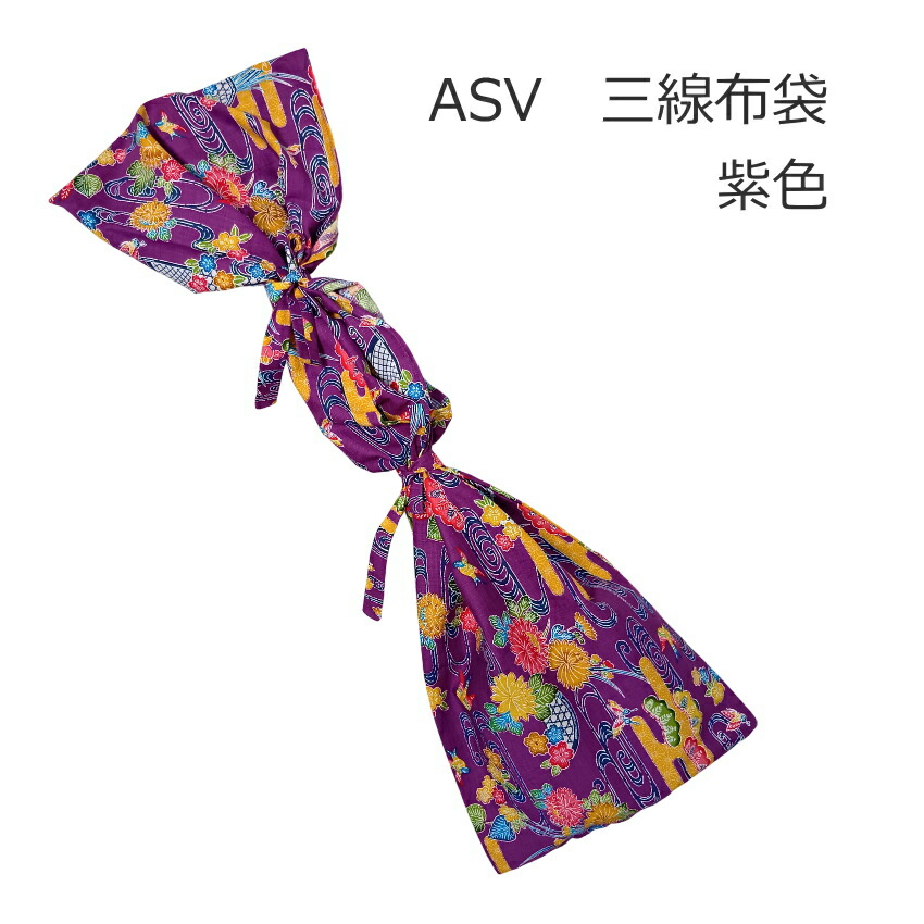 沖縄三線用　布袋 琉球紅型柄 紫色 メール便対応 1点までの画像