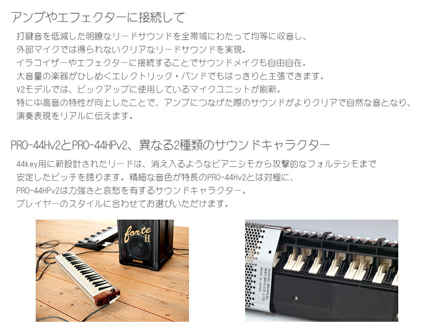 スズキ エレアコ鍵盤ハーモニカ HAMMOND PRO-44Hv2 ストラップ/ケーブル付 SUZUKIの画像