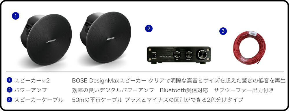 BOSE 天井埋込みスピーカー 上位版 DesignMax DM3C ブラック Bluetooth対応 ホワイト 2本 アンプセットの画像