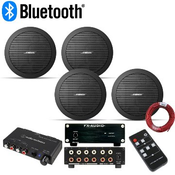 BOSE 天井埋込 FS2CB 黒 4本 ラインセレクター＋Bluetooth受信機 BGMアンプセットの画像